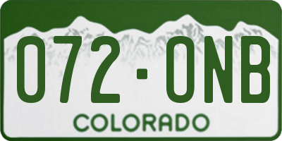 CO license plate 072ONB