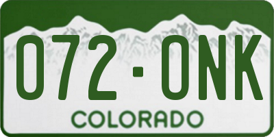 CO license plate 072ONK
