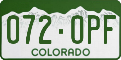 CO license plate 072OPF