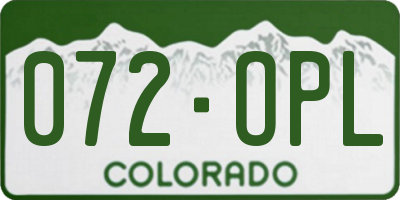 CO license plate 072OPL