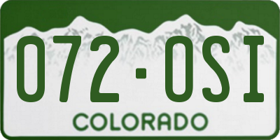 CO license plate 072OSI