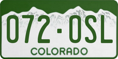 CO license plate 072OSL