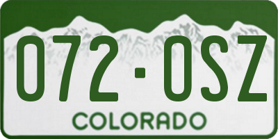 CO license plate 072OSZ
