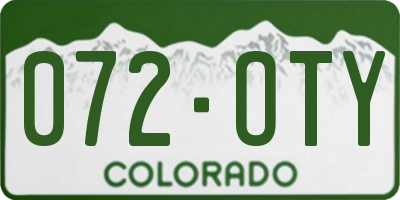 CO license plate 072OTY