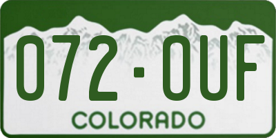 CO license plate 072OUF