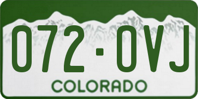 CO license plate 072OVJ