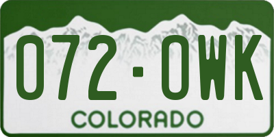 CO license plate 072OWK