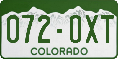 CO license plate 072OXT