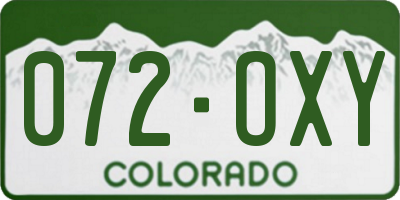 CO license plate 072OXY