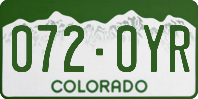 CO license plate 072OYR