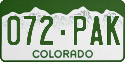 CO license plate 072PAK