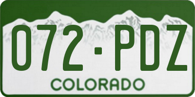 CO license plate 072PDZ