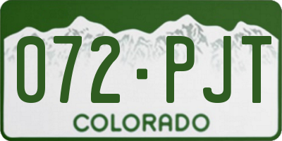 CO license plate 072PJT