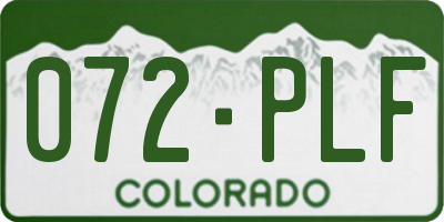 CO license plate 072PLF