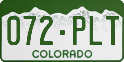 CO license plate 072PLT