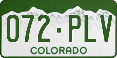 CO license plate 072PLV
