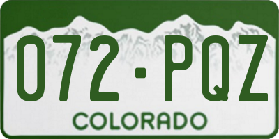 CO license plate 072PQZ