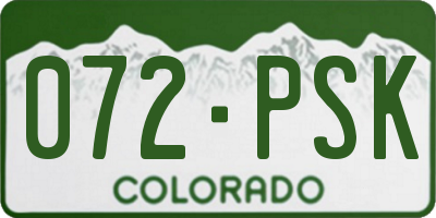 CO license plate 072PSK