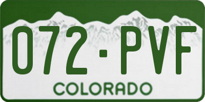 CO license plate 072PVF