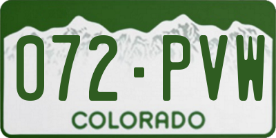 CO license plate 072PVW