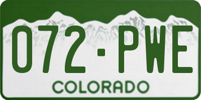CO license plate 072PWE
