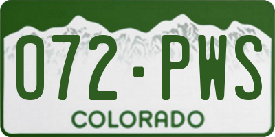 CO license plate 072PWS