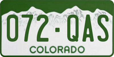 CO license plate 072QAS