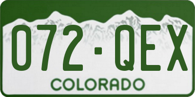 CO license plate 072QEX