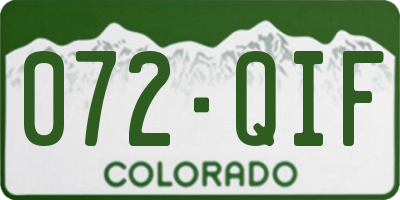 CO license plate 072QIF