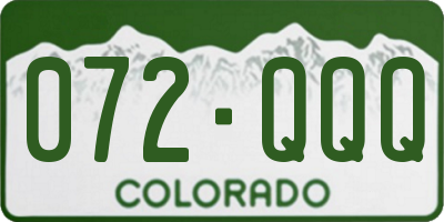 CO license plate 072QQQ
