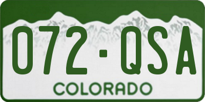 CO license plate 072QSA