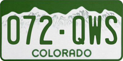 CO license plate 072QWS