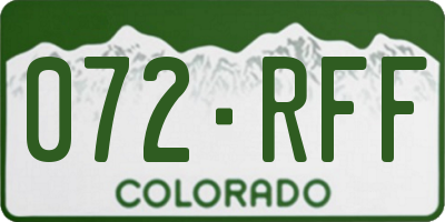 CO license plate 072RFF