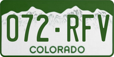CO license plate 072RFV