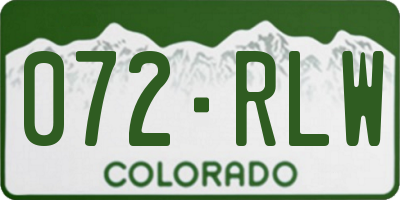 CO license plate 072RLW