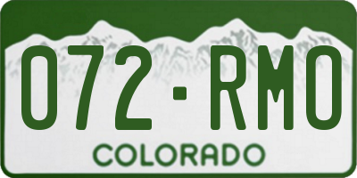 CO license plate 072RMO