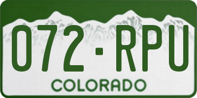 CO license plate 072RPU