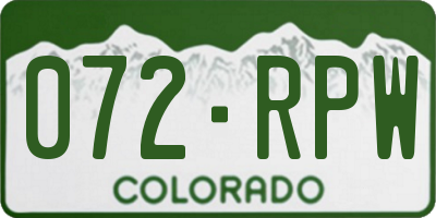 CO license plate 072RPW