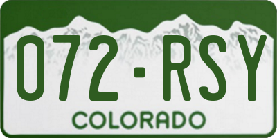 CO license plate 072RSY