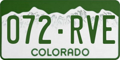 CO license plate 072RVE