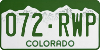 CO license plate 072RWP