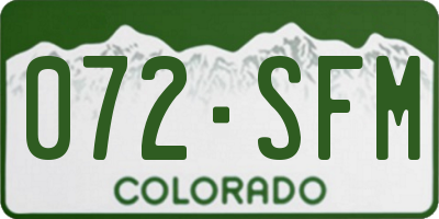 CO license plate 072SFM