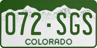 CO license plate 072SGS