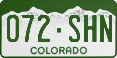 CO license plate 072SHN