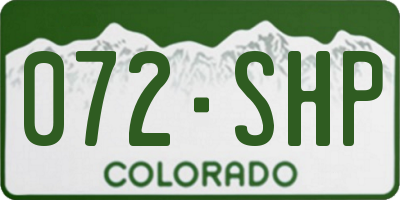 CO license plate 072SHP
