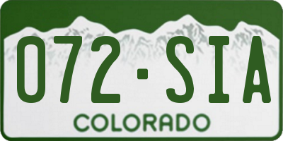 CO license plate 072SIA