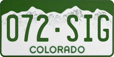 CO license plate 072SIG