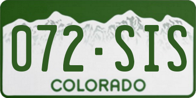 CO license plate 072SIS