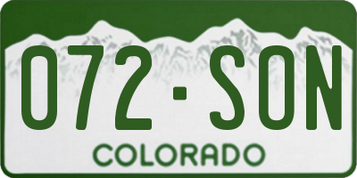 CO license plate 072SON