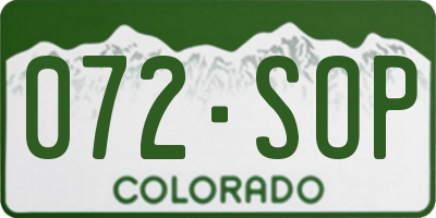 CO license plate 072SOP